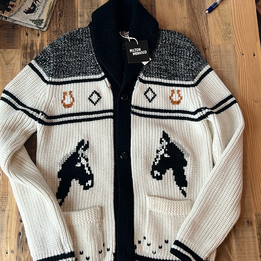 Vintage Miller Equestrian Shawl-Collar Cardigan